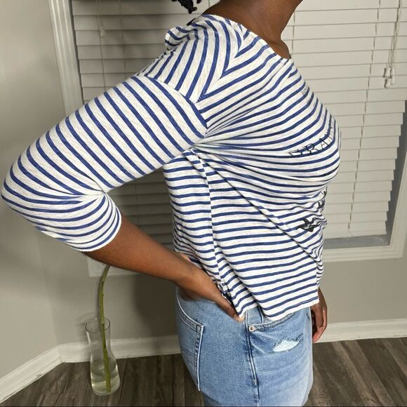 2/$30 ZARA Grand Sourire Striped Boatneck Skull Tie Back Top - Picture 4 of 12